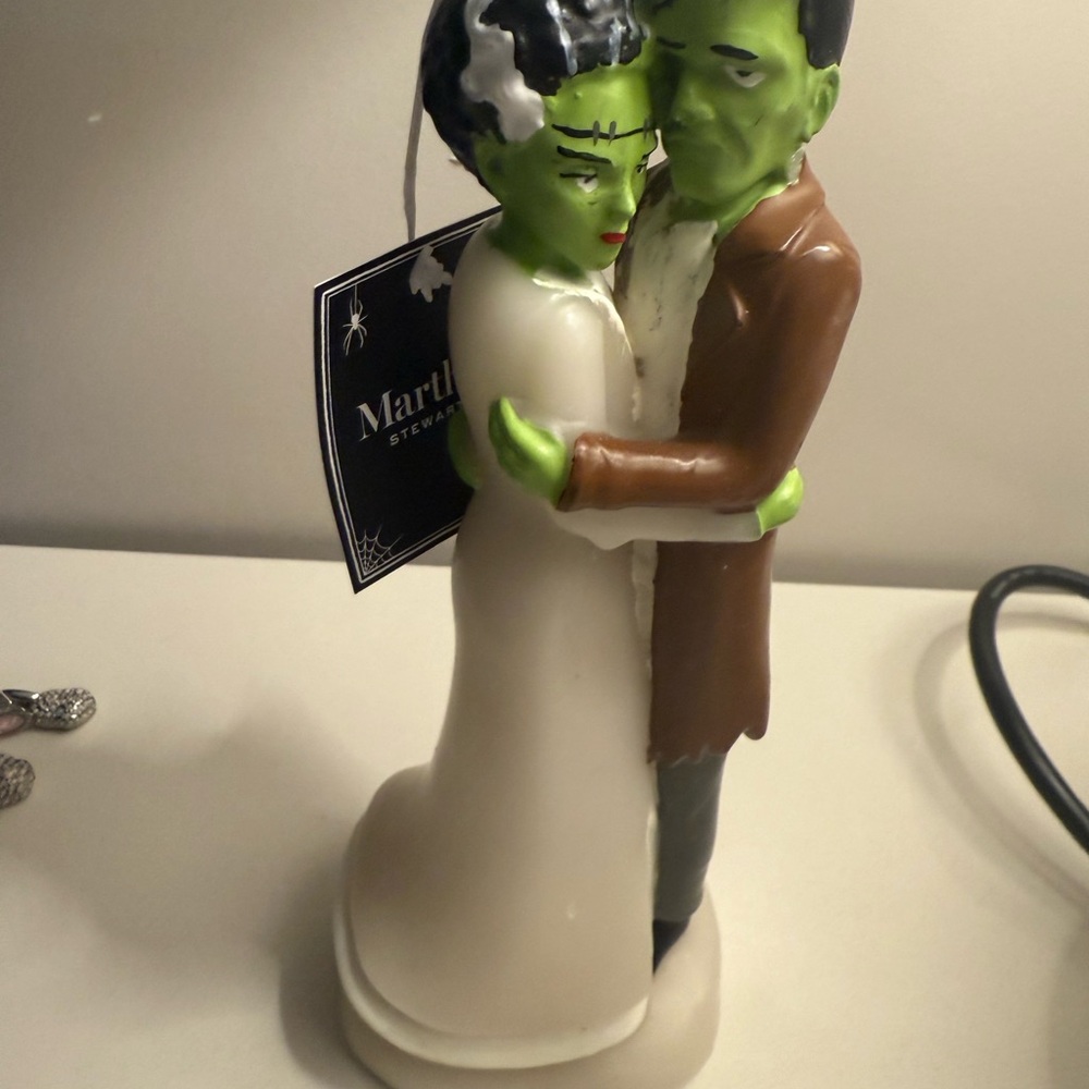 Frankenstein Couple Candle - Green and Brown